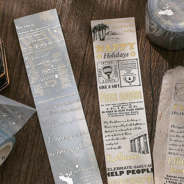 BGM Washi Tape 30mm Masking Tape Foil Stamping - Vintage Poem Typewriting | papermindstationery.com | 30mm Washi Tapes, BGM, Travel, Washi Tapes