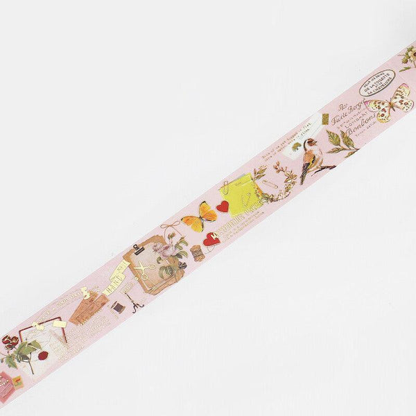 BGM Washi Tape 30mm Masking Tape Foil Stamping - Vintage Poem Craft | papermindstationery.com | 30mm Washi Tapes, BGM, Bird, Flower, Washi Tapes