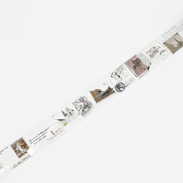 BGM Washi Tape 30mm Masking Tape Foil Stamping - Vintage Poem Letter & Post | papermindstationery.com | 30mm Washi Tapes, BGM, Travel, Washi Tapes