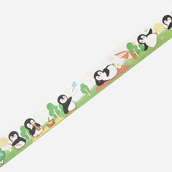 BGM Washi Tape 20mm Foil Stamping - Cute Penguin & Picnic | papermindstationery.com | 20mm Washi Tapes, Animal, BGM, Penguin, Washi Tapes