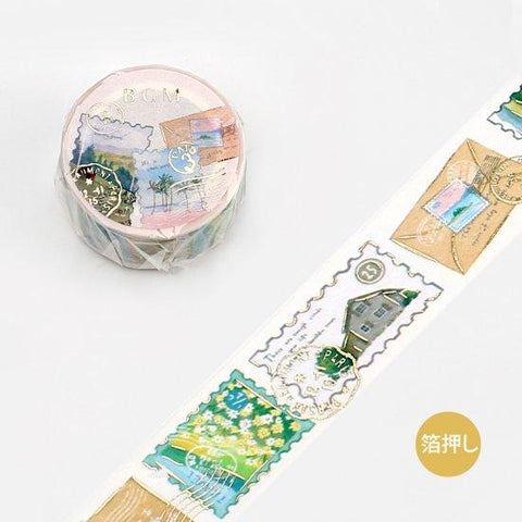 BGM Washi Tape 20mm Masking Tape Foil Stamping - Post Office Stamp Scenery | papermindstationery.com