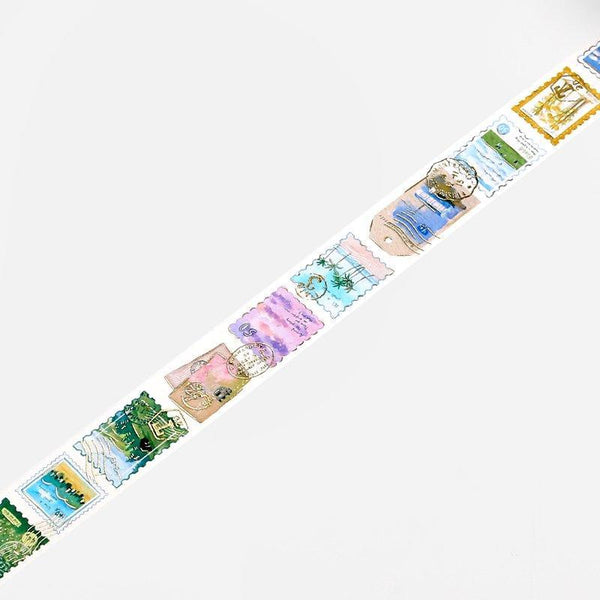 BGM Washi Tape 20mm Masking Tape Foil Stamping - Post Office Stamp Scenery | papermindstationery.com | 20mm Washi Tapes, BGM, Washi Tapes