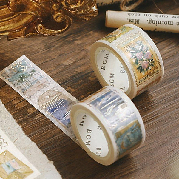 BGM Washi Tape 20mm Masking Tape Foil Stamping - Post Office Stamp Scenery | papermindstationery.com | 20mm Washi Tapes, BGM, Washi Tapes