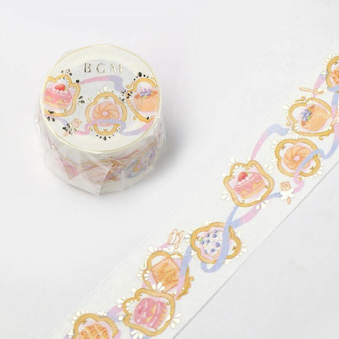 BGM Washi Tape 30mm Masking Tape Foil Stamping - Lace & Dessert | papermindstationery.com | 30mm Washi Tapes, BGM, boxing, Dessert, sale, Washi Tapes