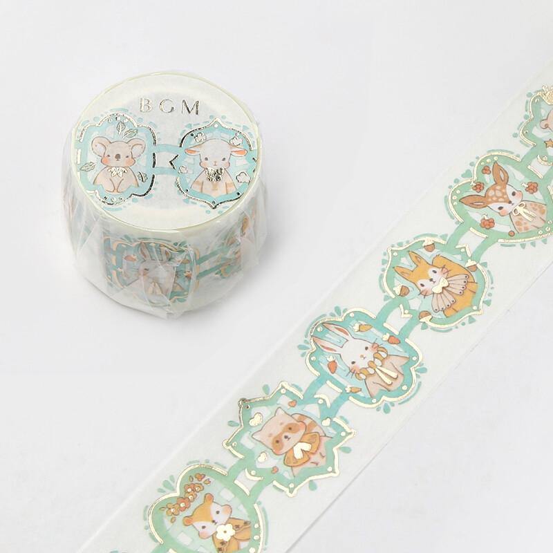 BGM Washi Tape 30mm Masking Tape Foil Stamping - Lace & Animals | papermindstationery.com | 30mm Washi Tapes, Animal, BGM, Rabbit, Washi Tapes