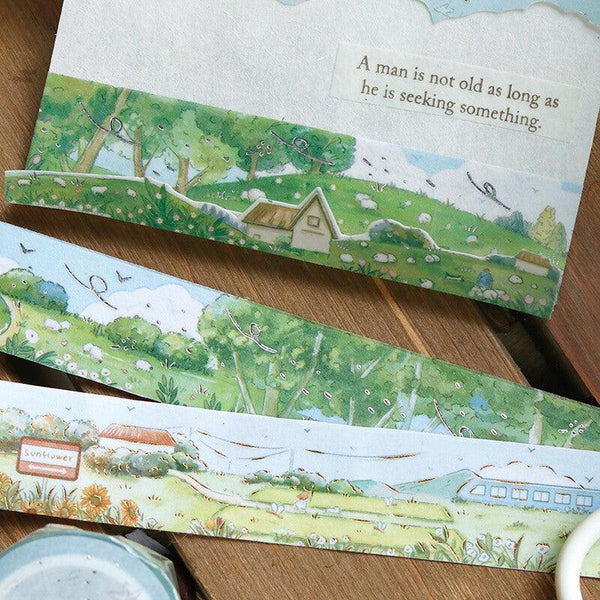BGM Washi Tape 20mm Foil Stamping - Countryside Ranch Landscape | papermindstationery.com | 20mm Washi Tapes, BGM, Travel, Washi Tapes