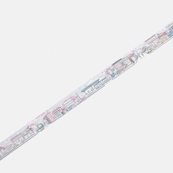 BGM Washi Tape 20mm Masking Tape Foil Stamping - Cherry Blossom City View | papermindstationery.com | 20mm Washi Tapes, BGM, Flower, Washi Tapes