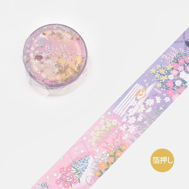 BGM Washi Tape 20mm Masking Tape Foil Stamping - Firefly Garden | papermindstationery.com | 20mm Washi Tapes, BGM, Flower, Washi Tapes