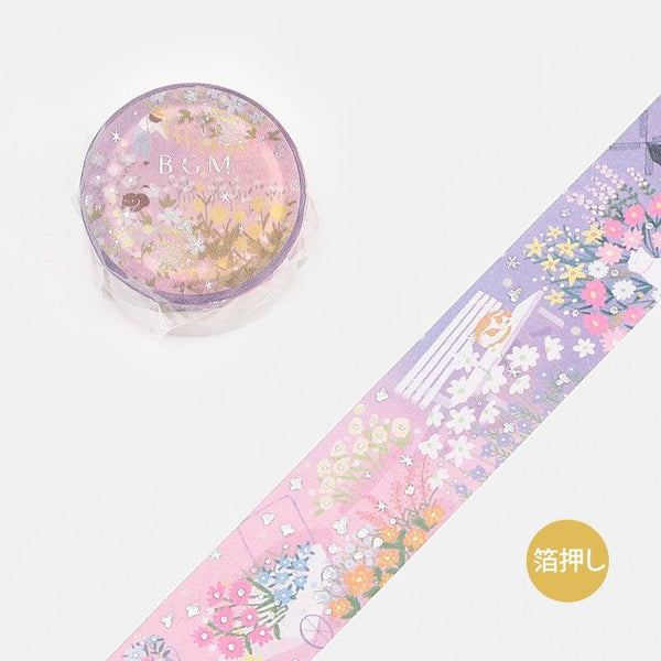 BGM Washi Tape 20mm Masking Tape Foil Stamping - Firefly Garden | papermindstationery.com | 20mm Washi Tapes, BGM, Flower, Washi Tapes