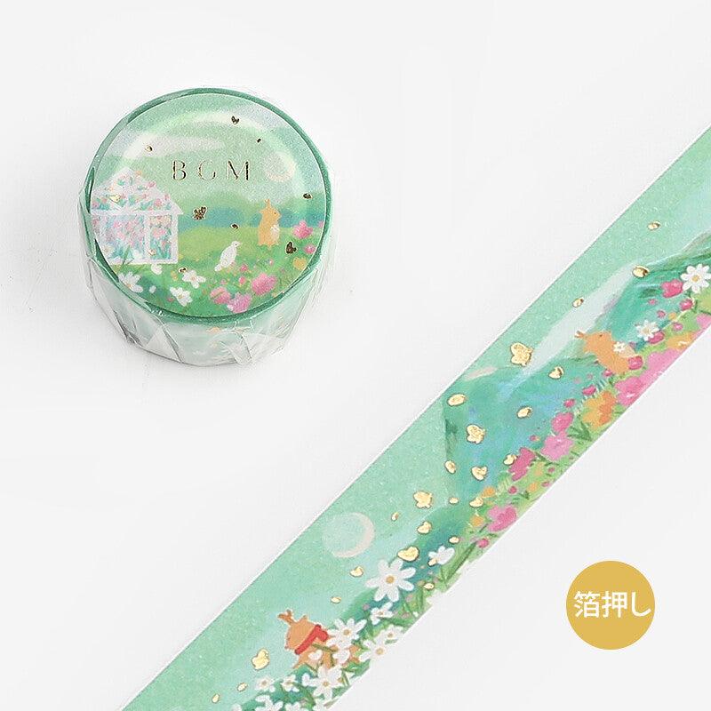 BGM Washi Tape 20mm Foil Stamping - Little World Flower Garden | papermindstationery.com | 20mm Washi Tapes, BGM, boxing, Flower, sale, Washi Tapes