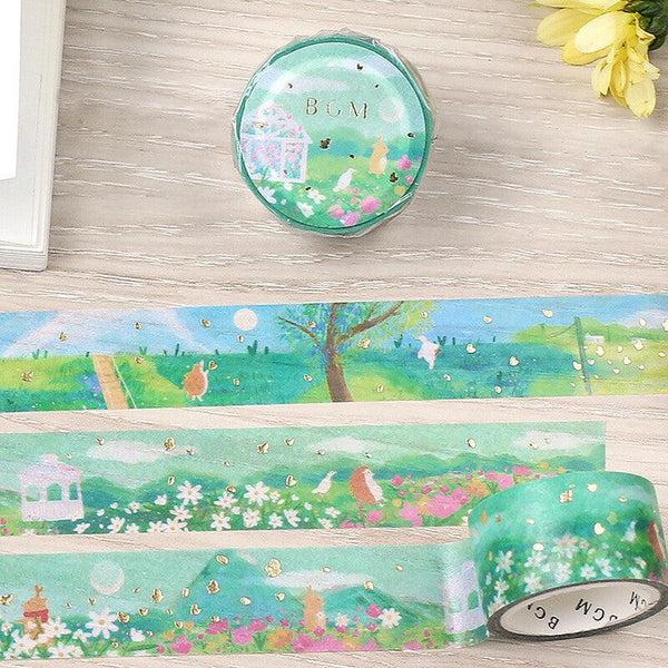 BGM Washi Tape 20mm Foil Stamping - Little World Flower Garden | papermindstationery.com | 20mm Washi Tapes, BGM, boxing, Flower, sale, Washi Tapes