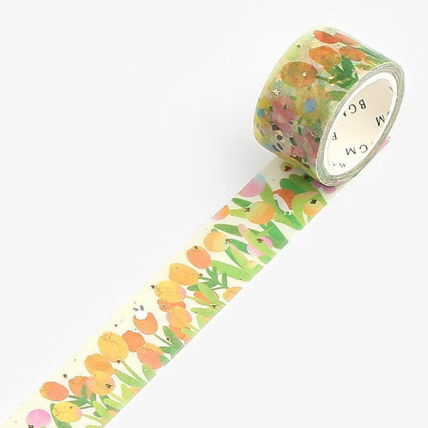 BGM Washi Tape 20mm Foil Stamping - Little World Tulip & Animal | papermindstationery.com | 20mm Washi Tapes, BGM, boxing, Flower, sale, Washi Tapes