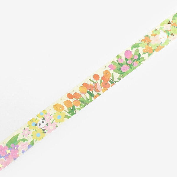 BGM Washi Tape 20mm Foil Stamping - Little World Tulip & Animal | papermindstationery.com | 20mm Washi Tapes, BGM, boxing, Flower, sale, Washi Tapes