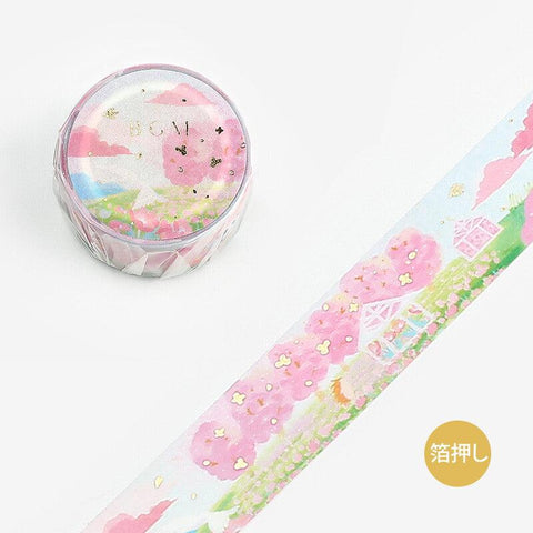 BGM Washi Tape 20mm Foil Stamping - Little World Cherry Blossom Garden | papermindstationery.com | 20mm Washi Tapes, BGM, boxing, Flower, sale, Washi Tapes