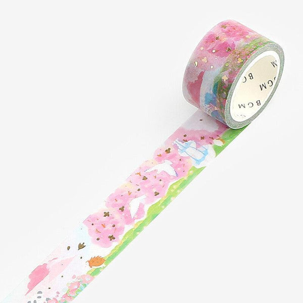 BGM Washi Tape 20mm Foil Stamping - Little World Cherry Blossom Garden | papermindstationery.com | 20mm Washi Tapes, BGM, boxing, Flower, sale, Washi Tapes