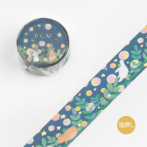 BGM Washi Tape 20mm Foil Stamping - Little World Blue Night Forest | papermindstationery.com | 20mm Washi Tapes, BGM, boxing, Flower, sale, Washi Tapes