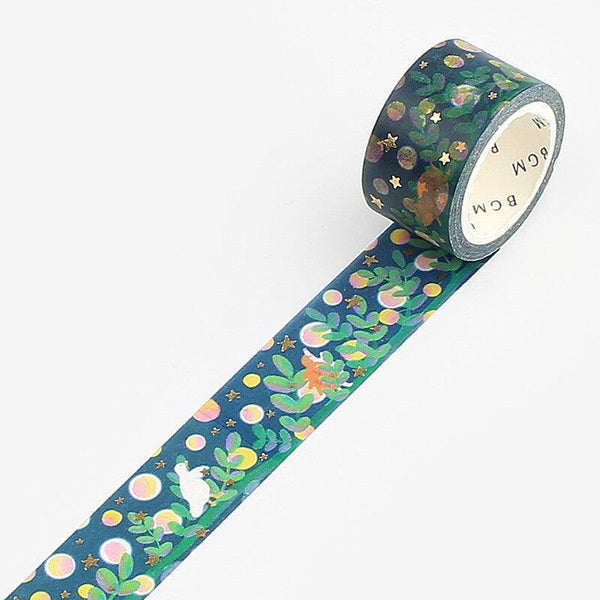 BGM Washi Tape 20mm Foil Stamping - Little World Blue Night Forest | papermindstationery.com | 20mm Washi Tapes, BGM, boxing, Flower, sale, Washi Tapes