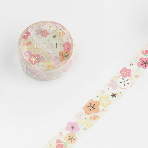 BGM Washi Tape 15mm Masking Tape Foil Stamping - Japanese Sakura Flower | papermindstationery.com | 15mm Washi Tapes, BGM, Flower, Washi Tapes