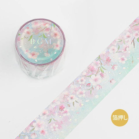 BGM Washi Tape 30mm Foil Stamping - Japanese Cherry Blossom Rain | papermindstationery.com