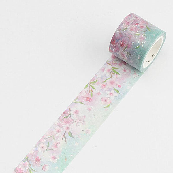 BGM Washi Tape 30mm Foil Stamping - Japanese Cherry Blossom Rain | papermindstationery.com | 30mm Washi Tapes, BGM, Flower, Washi Tapes