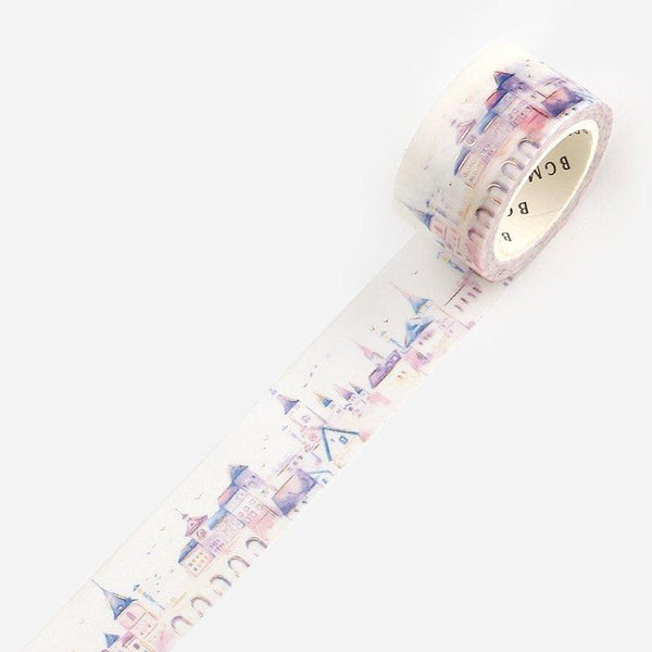 BGM Washi Tape 20mm Masking Tape Foil Stamping - Watercolor European City | papermindstationery.com | 20mm Washi Tapes, BGM, Travel, Washi Tapes