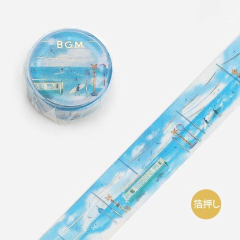 BGM Washi Tape 20mm Masking Tape Foil Stamping - Watercolor Blue Coast | papermindstationery.com