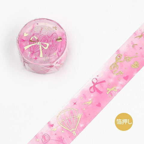 BGM Washi Tape 20mm Masking Tape Foil Stamping - Nature Poetry Lovely Pink | papermindstationery.com | 20mm Washi Tapes, BGM, Flower, Washi Tapes