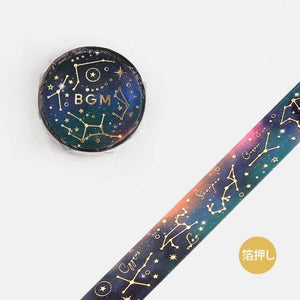 BGM Washi Tape 15mm Masking Tape Foil Stamping - Constellation Night Sky | papermindstationery.com | 15mm Washi Tapes, BGM, Space, Washi Tapes