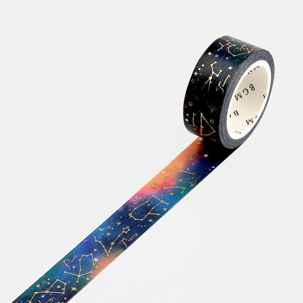 BGM Washi Tape 15mm Masking Tape Foil Stamping - Constellation Night Sky | papermindstationery.com | 15mm Washi Tapes, BGM, Space, Washi Tapes