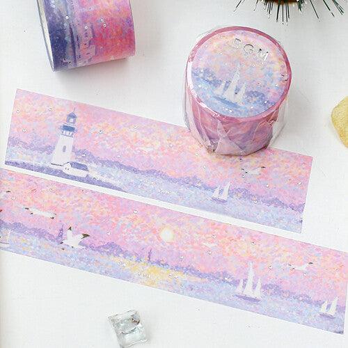 BGM Washi Tape 30mm Masking Tape Foil Stamping - Dot Painting Pink Seaside | papermindstationery.com | 30mm Washi Tapes, BGM, Washi Tapes