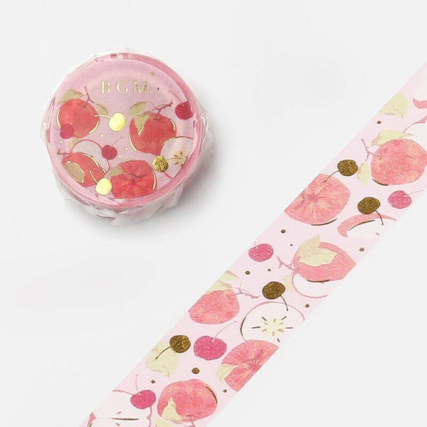 BGM Washi Tape 20mm Masking Tape Foil Stamping - Sweet Apples | papermindstationery.com | 20mm Washi Tapes, BGM, Fruit, Washi Tapes