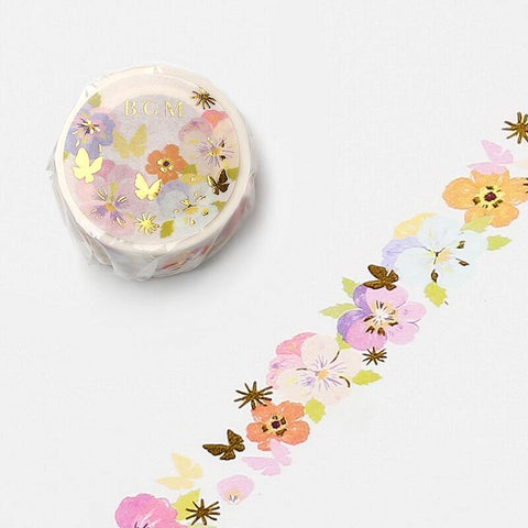 BGM Washi Tape 20mm Masking Tape Foil Stamping - Colorful Flower Blossom | papermindstationery.com | 20mm Washi Tapes, BGM, boxing, Flower, sale, Washi Tapes