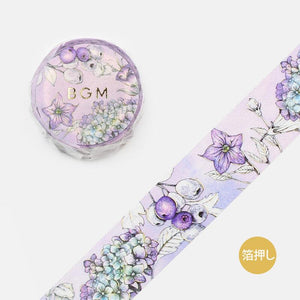 BGM Washi Tape 20mm Masking Tape Foil Stamping - Floral Purple | papermindstationery.com