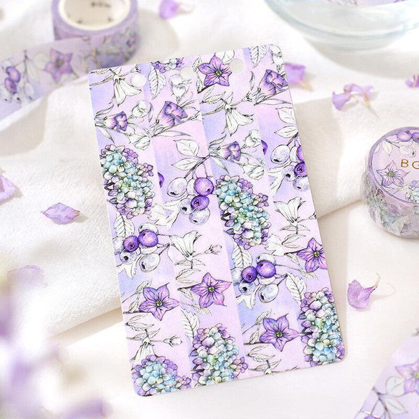 BGM Washi Tape 20mm Masking Tape Foil Stamping - Floral Purple | papermindstationery.com | 20mm Washi Tapes, BGM, Flower, Washi Tapes