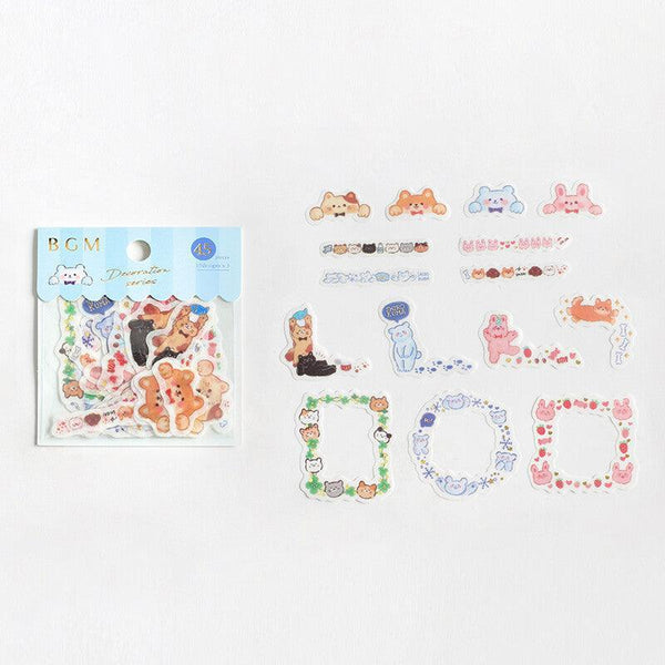 BGM Washi Sticker Flake SEAL Foil Stamping - Border & Frame Animal | papermindstationery.com | Animal, BGM, boxing, Flake Stickers, sale