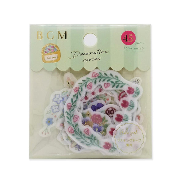 BGM Washi Sticker Flake SEAL Foil Stamping Border & Frame Flower | papermindstationery.com | BGM, Flake Stickers, Flower