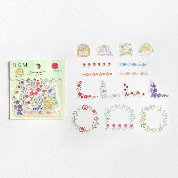 BGM Washi Sticker Flake SEAL Foil Stamping Border & Frame Flower | papermindstationery.com | BGM, Flake Stickers, Flower