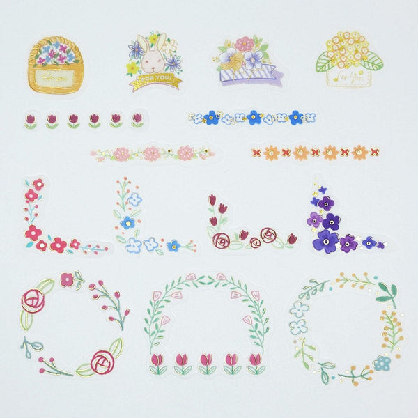 BGM Washi Sticker Flake SEAL Foil Stamping Border & Frame Flower | papermindstationery.com | BGM, Flake Stickers, Flower