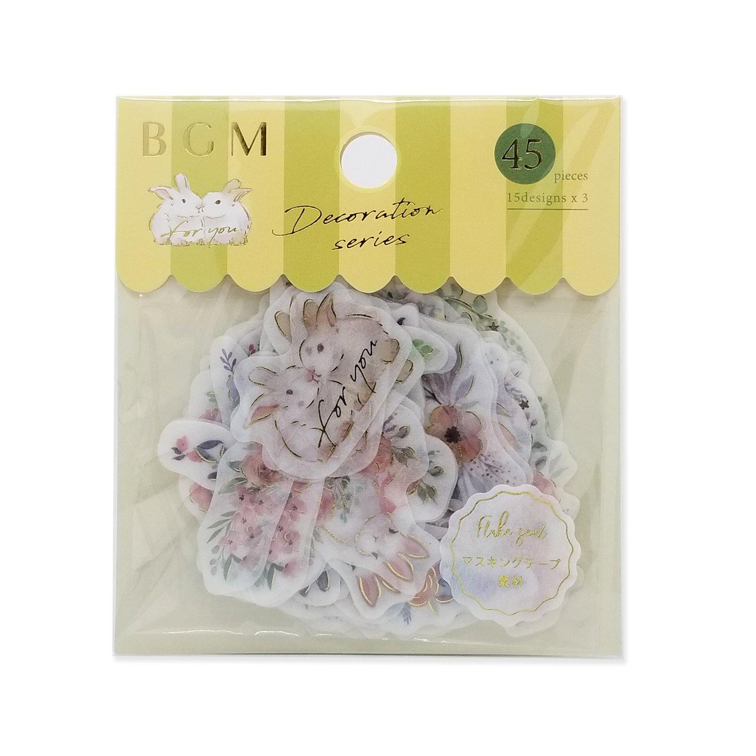 BGM Washi Sticker Flake SEAL Foil Stamping - Border & Frame Garden | papermindstationery.com | Animal, BGM, boxing, Flake Stickers, Flower, Rabbit, sale