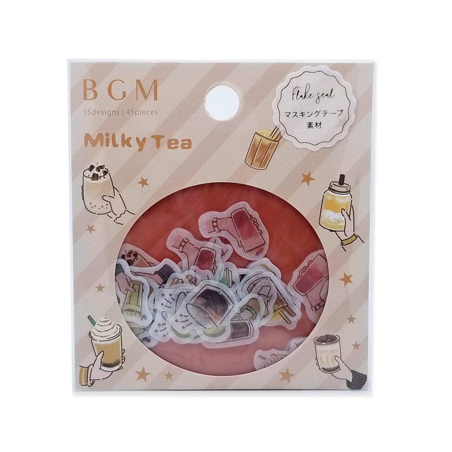 BGM Washi Sticker Flake SEAL - Tapioca Bubble Tea | papermindstationery.com | BGM, Cafe, Flake Stickers, sale