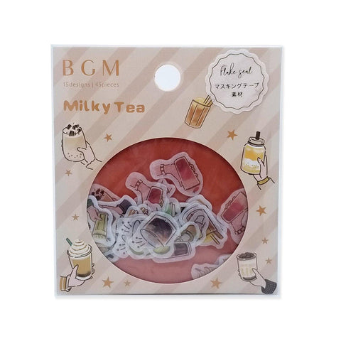 Tapioca Bubble Tea - BGM Washi Sticker Flake SEAL | papermindstationery.com