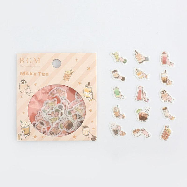 BGM Washi Sticker Flake SEAL - Tapioca Bubble Tea | papermindstationery.com | BGM, Cafe, Flake Stickers, sale