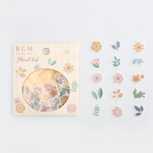 BGM Washi Sticker Flake SEAL - Flower Leaf | papermindstationery.com | BGM, boxing, Flake Stickers, Flower, sale