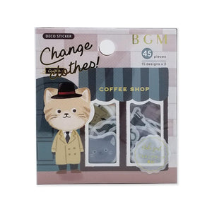 Mix & Match Cat Clothes - BGM Washi Sticker Flake SEAL | papermindstationery.com