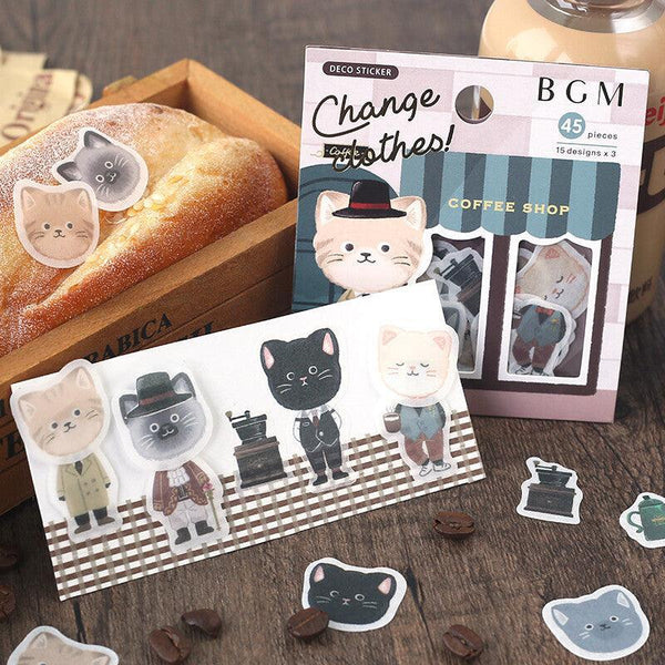 BGM Washi Sticker Flake SEAL - Mix & Match Cat Clothes | papermindstationery.com | BGM, boxing, Flake Stickers, Pet, sale