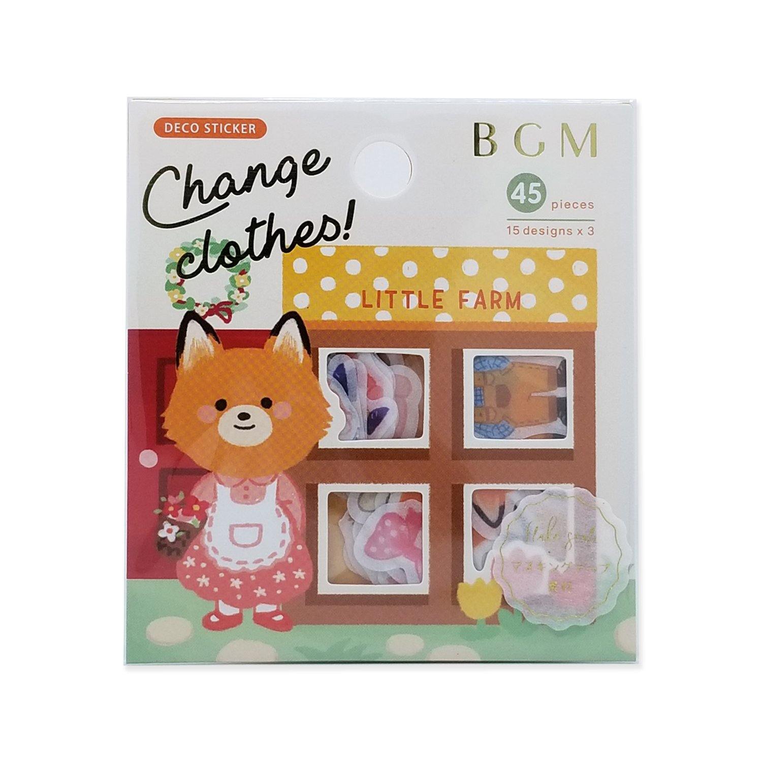 BGM Washi Sticker Flake SEAL - Mix & Match Animal Clothes | papermindstationery.com | Animal, BGM, boxing, Flake Stickers, sale