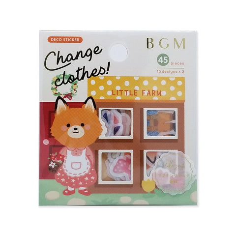 BGM Washi Sticker Flake SEAL - Mix & Match Animal Clothes | papermindstationery.com | Animal, BGM, boxing, Flake Stickers, sale