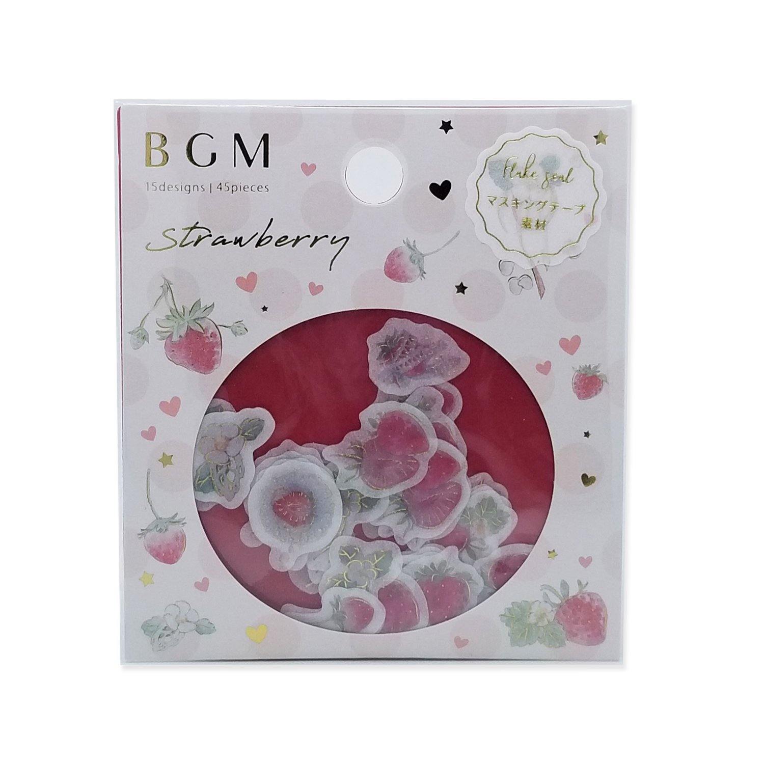 BGM Washi Sticker Flake SEAL Foil Stamping - Strawberry Story | papermindstationery.com | BGM, Flake Stickers, Fruit