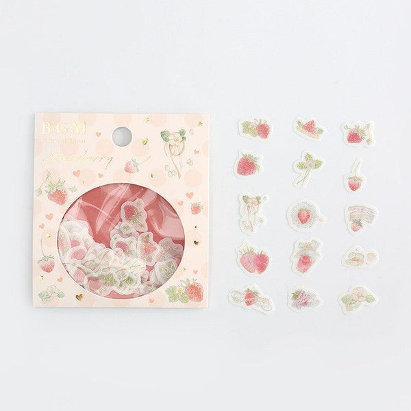 BGM Washi Sticker Flake SEAL Foil Stamping - Strawberry Story | papermindstationery.com | BGM, Flake Stickers, Fruit