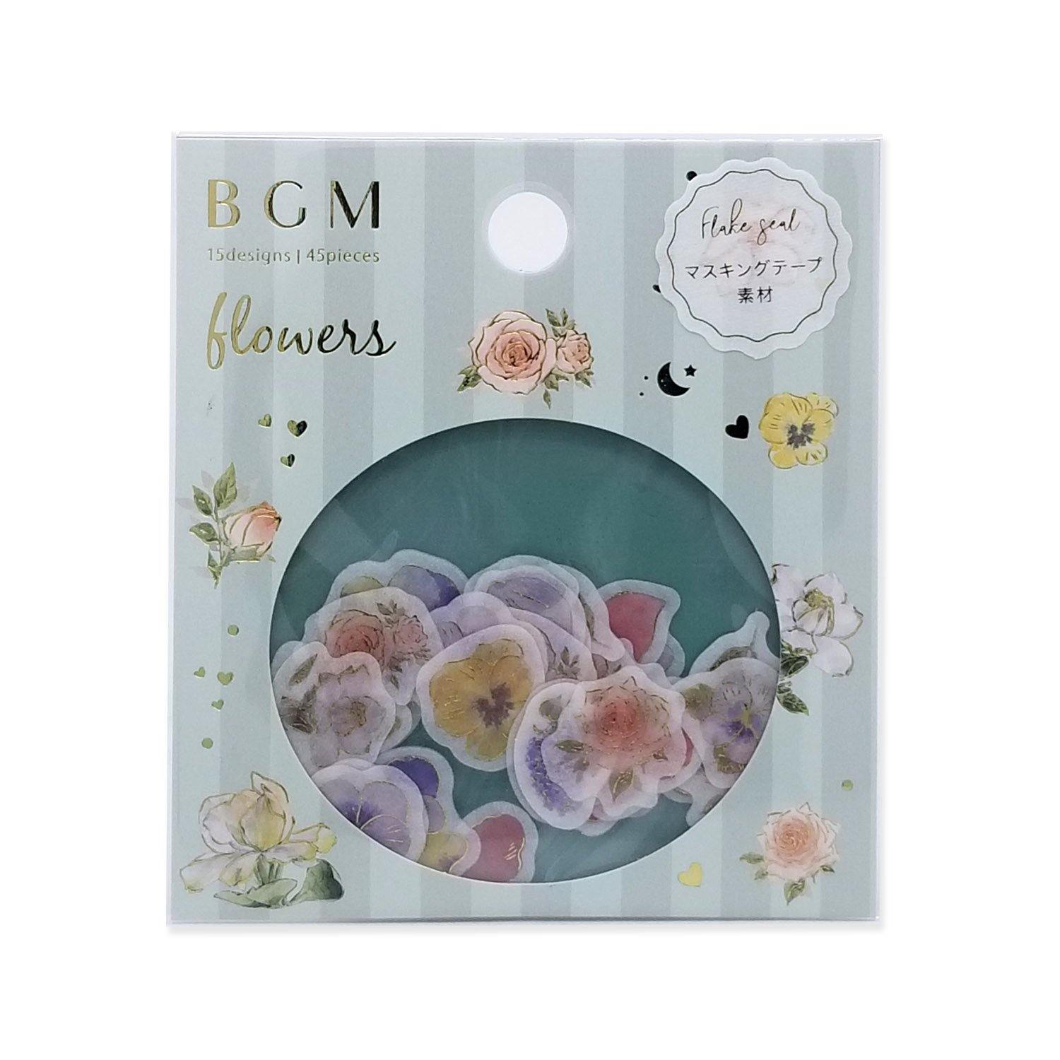 BGM Washi Sticker Flake SEAL Foil Stamping - Flower Story | papermindstationery.com | BGM, Flake Stickers, Flower